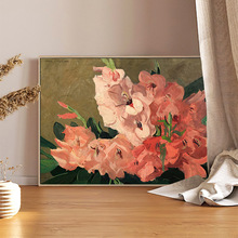 多款式 横款现代北欧风小众小清新温柔粉色植物花束油画装饰画芯