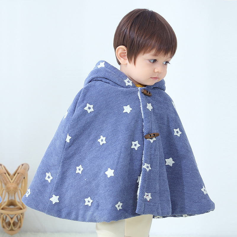 婴儿披风斗篷秋冬款外出男宝宝女儿童防风被挡风连帽加厚加绒外套