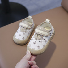 小童帆布鞋儿童板鞋魔术贴女童幼儿园室内鞋软底男童宝宝鞋稳步鞋