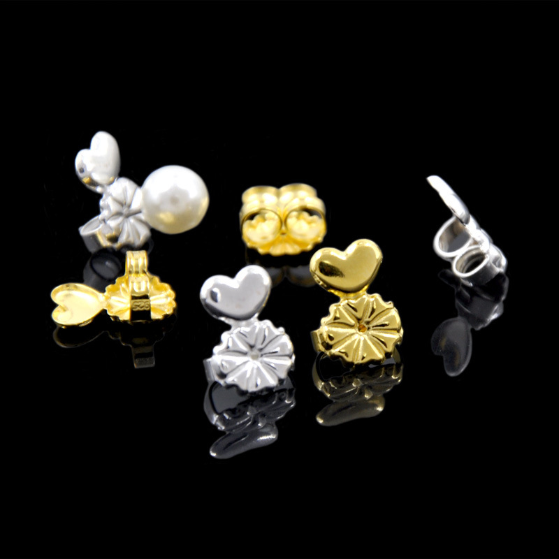 s925纯银蝴蝶扣耳堵防止耳环倾斜下垂耳钉后塞低过敏耳迫饰品配件