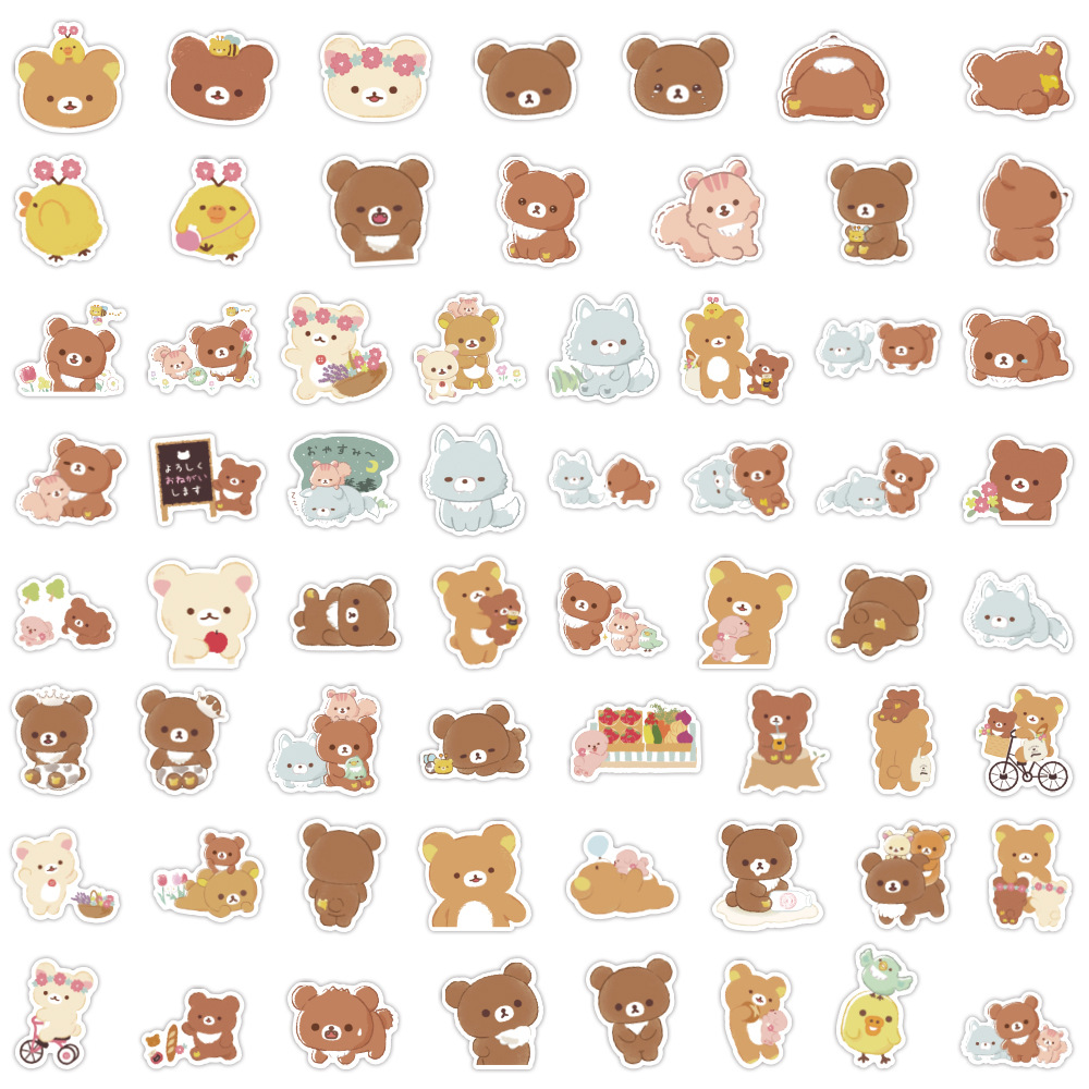 60张新款卡通韩系可爱玩具熊贴纸行李箱摩托车头盔手账贴纸 儿童