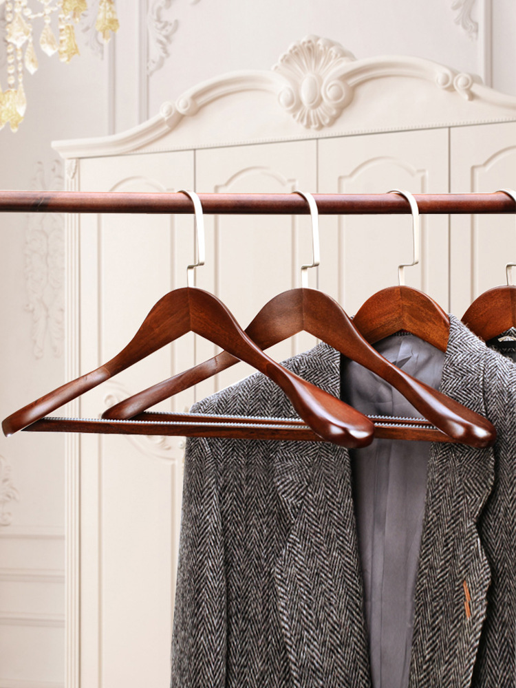 实木衣架西装宽肩无痕衣服架挂衣架木质衣挂大衣衣服撑家用服装店