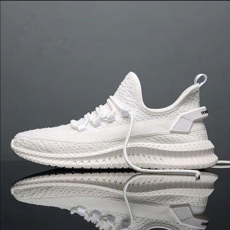 Cross-Border Men's Casual Shoes Men's Fashion All-Matching Sneaker Men's Shoes Flying Woven Breathable Mesh Cloth Shoes Factory Wholesale