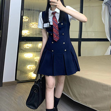 裙春夏季学院风日系短袖衬衫背带连衣裙校供班服两件套装女制服