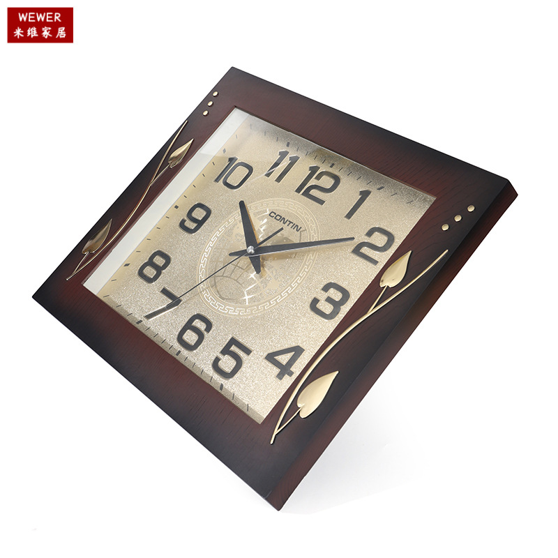 Kangtian in Stock Wholesale Wall Clock Square Chinese Style New Chinese Fashion Simple Home Watch Factory Direct Supply