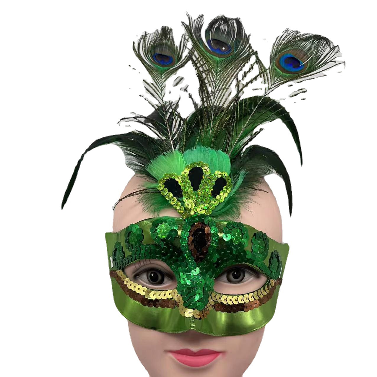 Peacock Feather Sequins Mask Halloween Party Performance Mask Venice Makeup Dance Mask