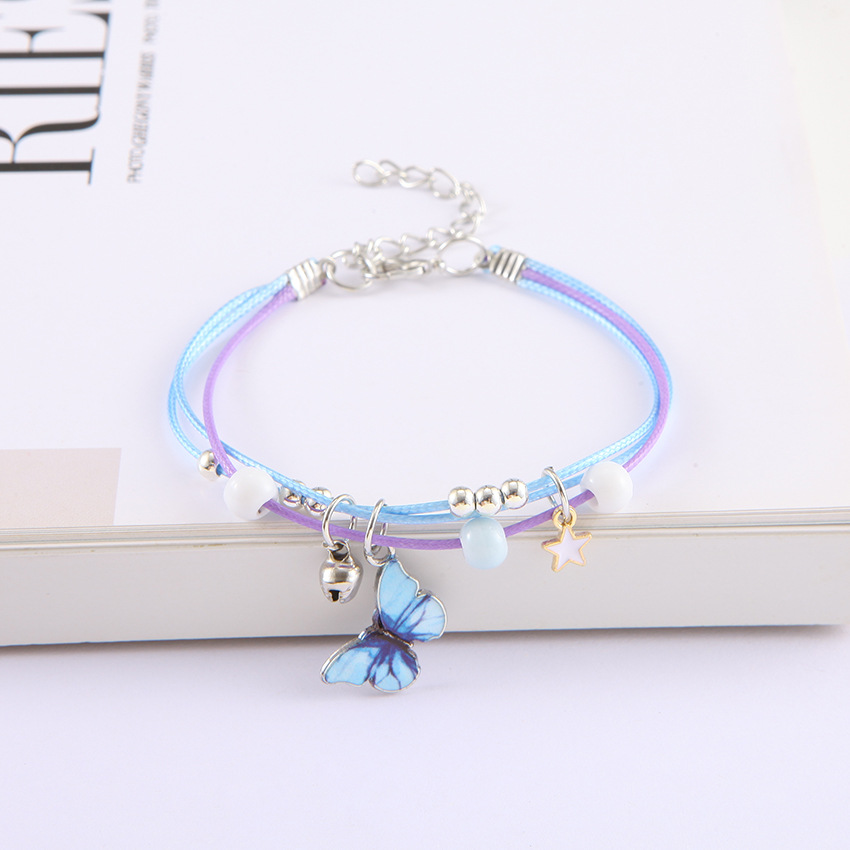 Handmade Popular Blue Butterfly Bracelet Female Cold Style Ins Style Design Couple Internet Celebrity Bracelet Ornament Bracelet Chain