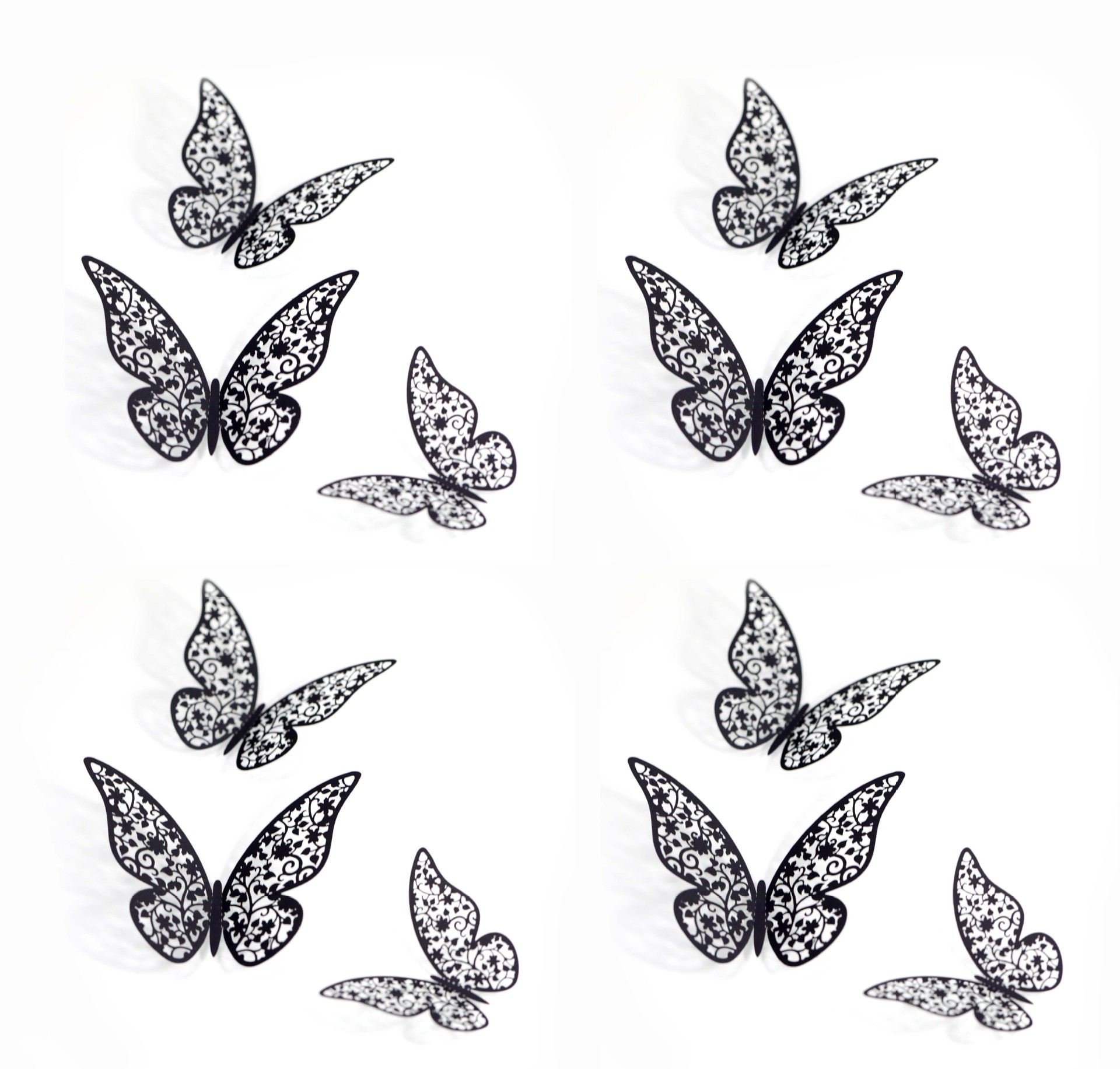 亚马逊多色立体3d黑色 激光蝴蝶墙贴 镂空结婚派对家居浙江批发