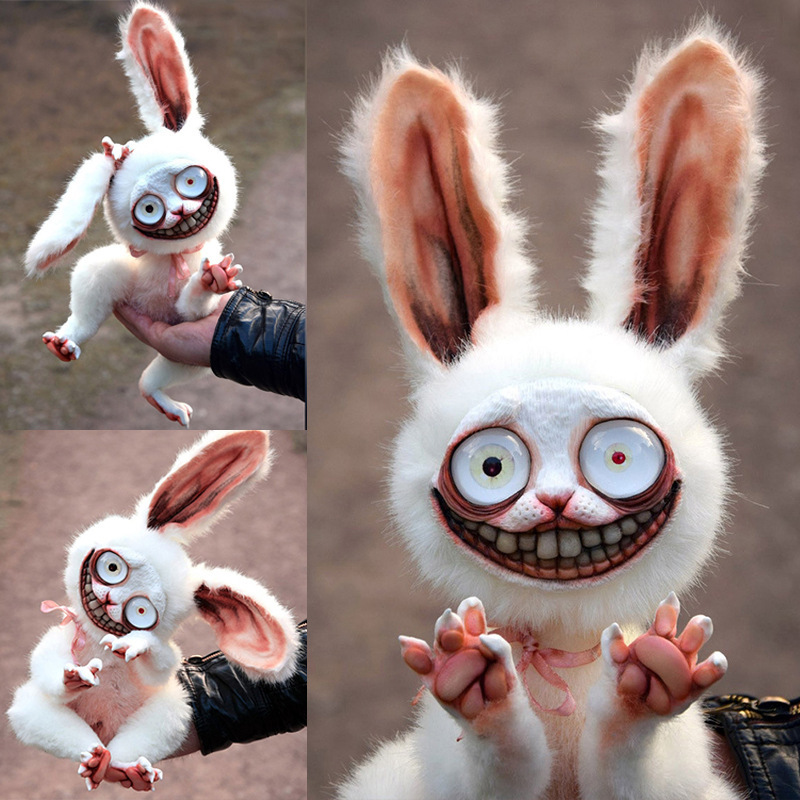 easter bunny plush toy doll复活节恐怖血腥牙齿兔子毛绒玩具