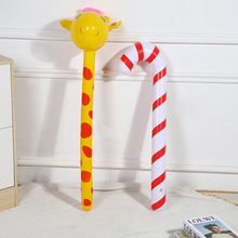 厂家pvc充气圣诞拐杖可爱长颈鹿棒子儿童玩耍玩具装饰氛围摆件