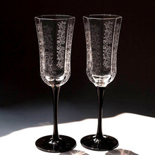 法式复古香槟杯黑天鹅情人节高档礼盒酒杯套装中古风八边形高脚杯