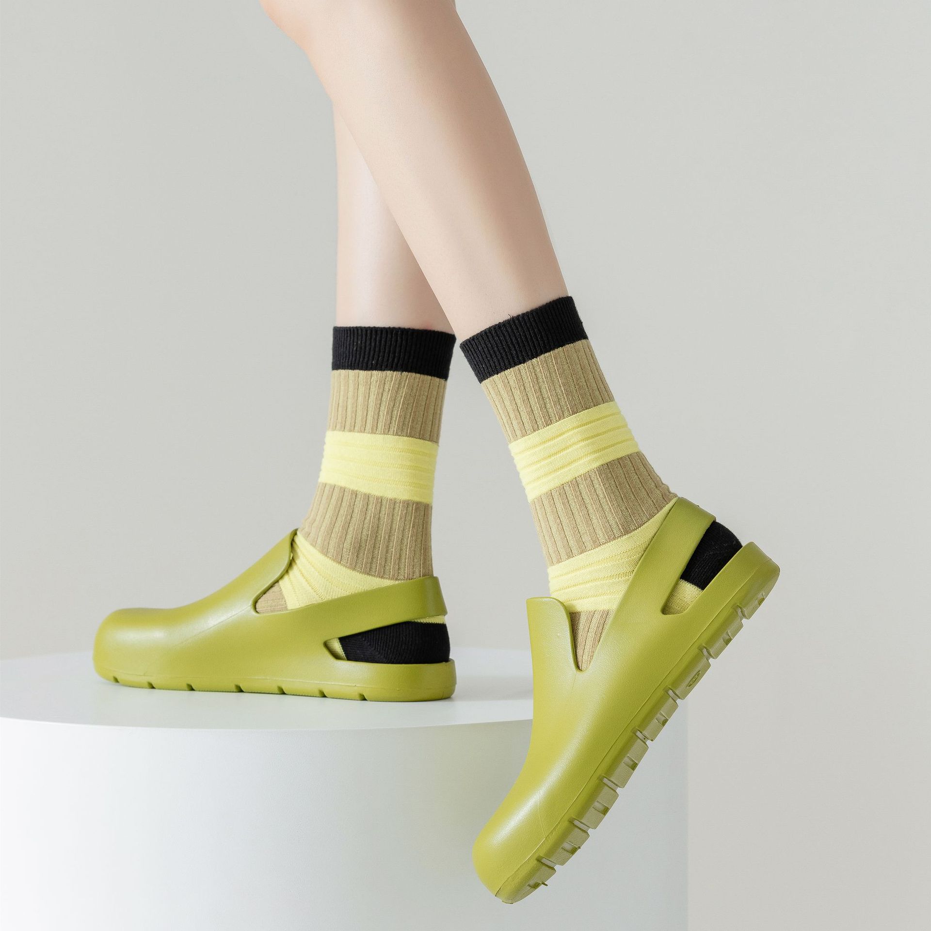 灯笼袜小众设计师条纹款网红个性情侣袜时尚撞色jk风潮街头棉袜