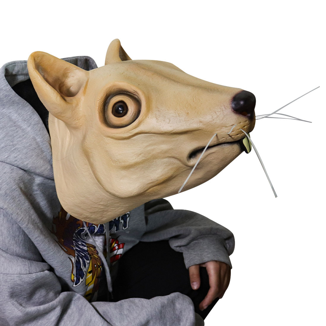 老鼠面具头套忍者神龟面具抖音人气变异老鼠人头套影视表演道具