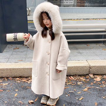 儿童大衣秋冬季新款宝宝女童双面羊绒大衣毛呢外套羊毛洋气中长款