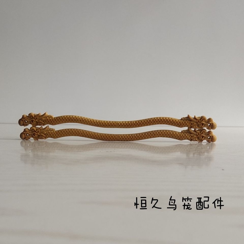 鸟笼站杠绣眼黄豆靛颏小鸟笼站杠站杆老竹双面雕刻龙头鸟站杠站杆