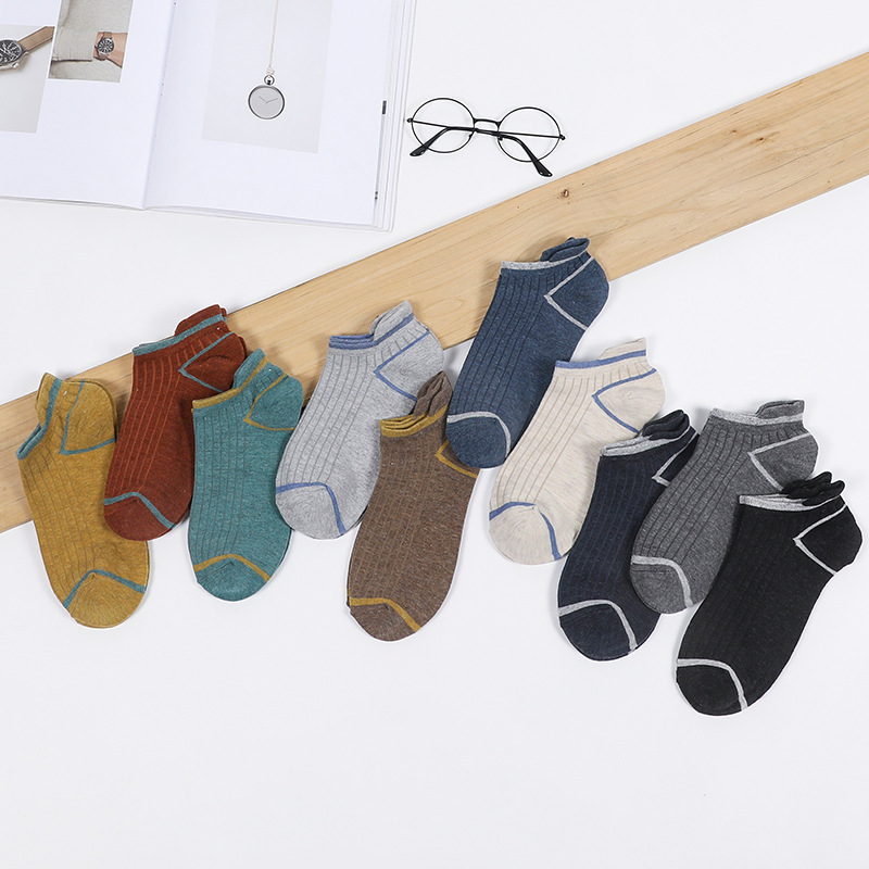 Socks Men's Spring and Summer New Solid Color Socks Men's Sports Cotton Boat Socks Men's Handle Socks Stall Wholesale Men's Socks