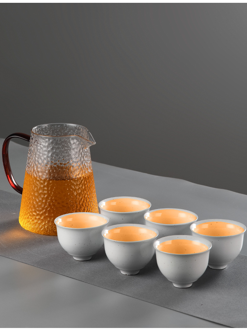 初雪大容量500ml公道杯玻璃分茶器大号日式锤纹公杯带把茶具批发