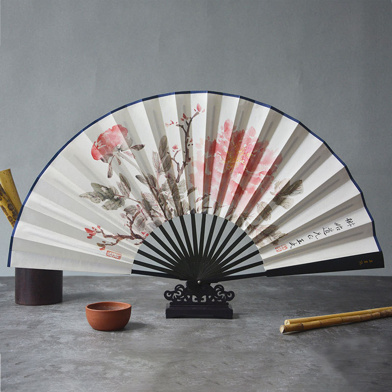 扇子折扇男式中国风工艺男扇千里江山图绢扇丝绸礼品