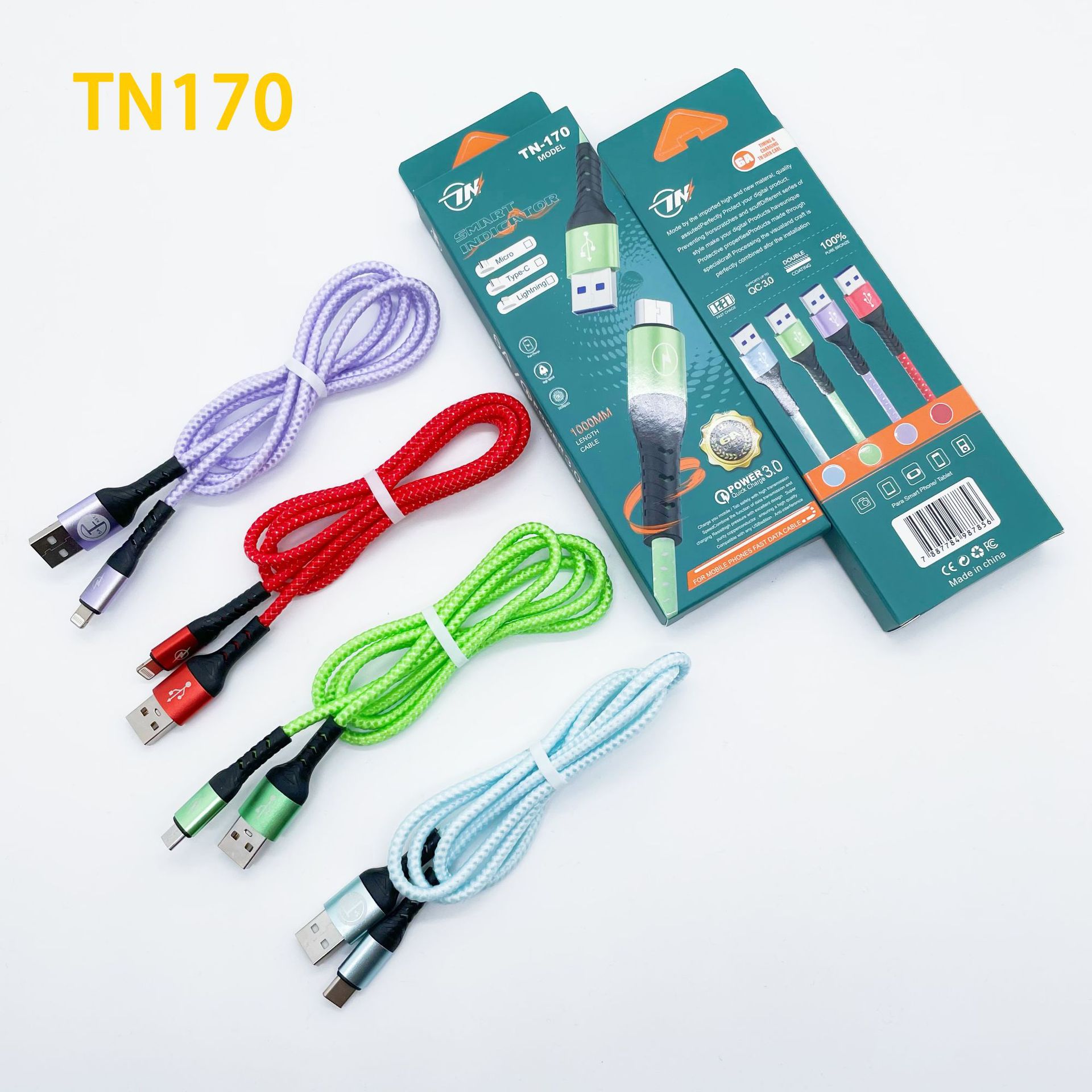 Tn170 New Woven Fast Charge Data Cable I5 Android TC Smartphone Qc3.0 Fast Charge Function Delivery Supported