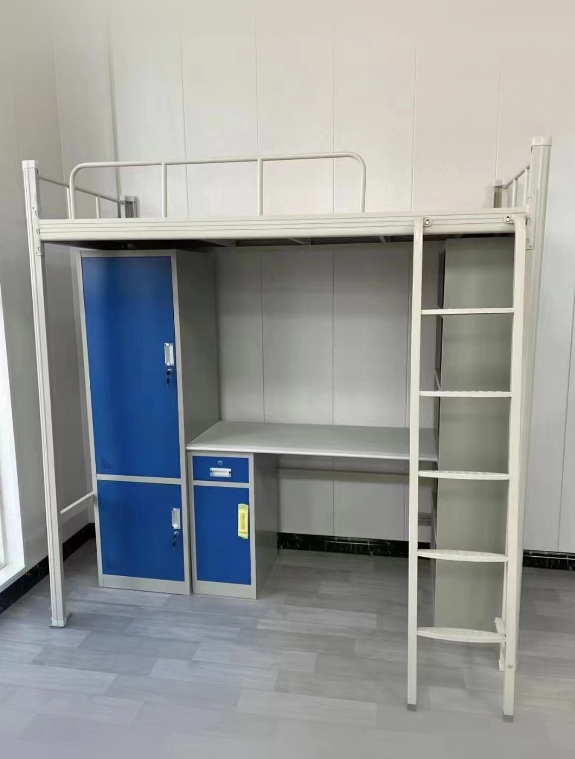 学校学生宿舍公寓床厂家单位员工钢制连体组合上下床带衣柜书桌