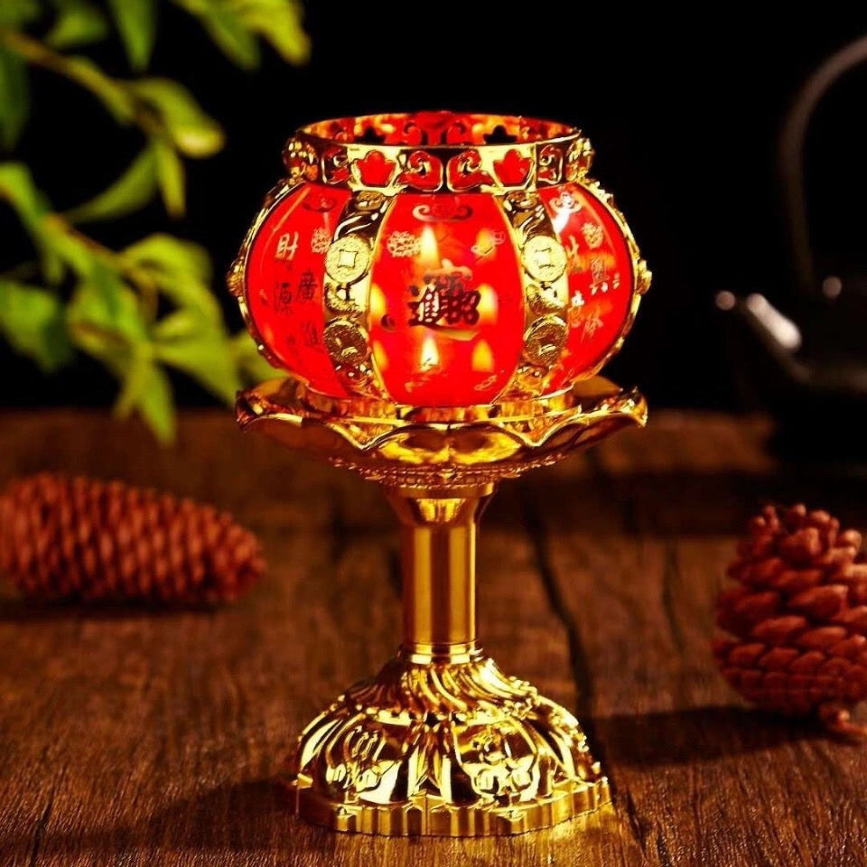 中秋拜月娘蜡烛家用防风无烟拜神酥油灯佛前供奉莲花长明供灯供佛