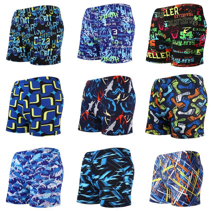 Men's plus-Sized plus Size Boxer Swimming Trunks Fashion Printed Men's Hot Spring Swimming Shorts plus-Sized Pants Wholesale