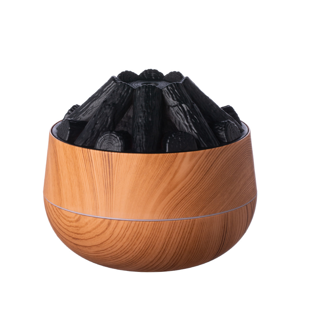 Cross-Border Hot Creative Ambience Light Delicate Deep Moisturizing Deep Light Wood Grain USB Mini Simulation Charcoal Humidifier