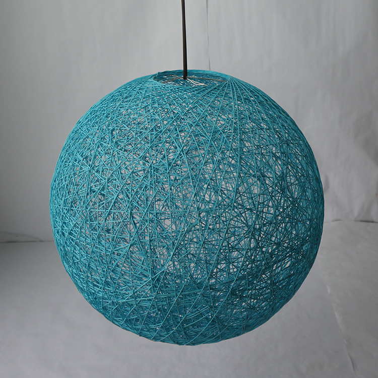 定制客厅餐厅咖啡厅装饰灯罩纸绳球灯罩麻绳球灯罩手工编织灯罩