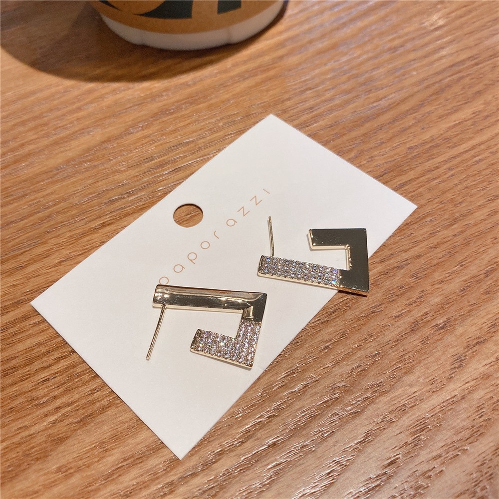 Micro AAA Zircon Stud Earrings Korean Style Sterling Silver Needle Geometric Earrings Dongdaemun Graceful Earrings Women