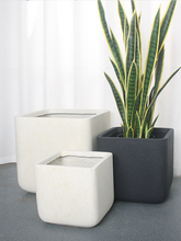 正方形圆角镁水泥北欧简约风格室内客厅落地大号尺寸植物透气花盆