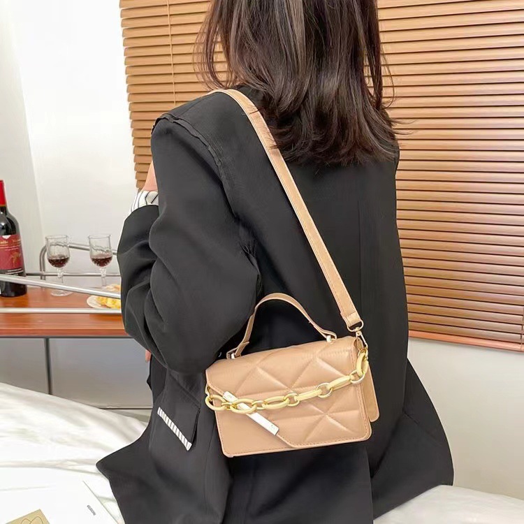 New 2023 Rhombus Pattern High Quality Bag Women's Trendy Small Square Bag Fashion Chain Bags Solid Color Shoulder Messenger Bag