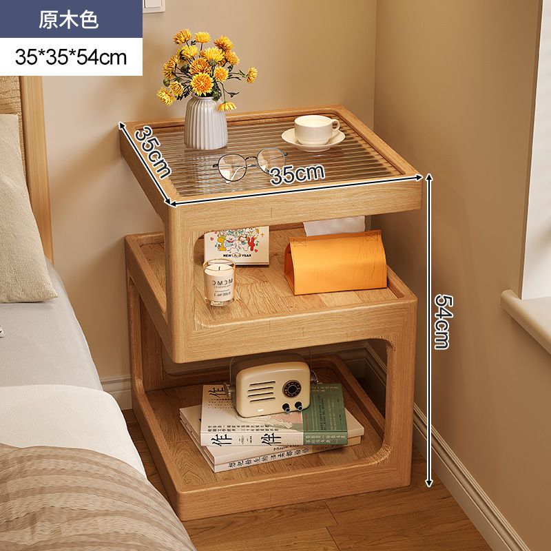 Bedside Supporter Solid Wood Bedroom New Bedside Table Substitute Log Extremely Narrow Bedside Locker Storage Cabinet