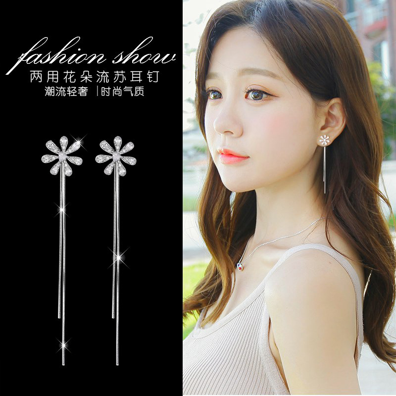925 Silver Needle Tassel Geometric Mid-Ancient Earrings 2023 Summer Ins Simple Earrings Factory Wholesale One Piece Dropshipping