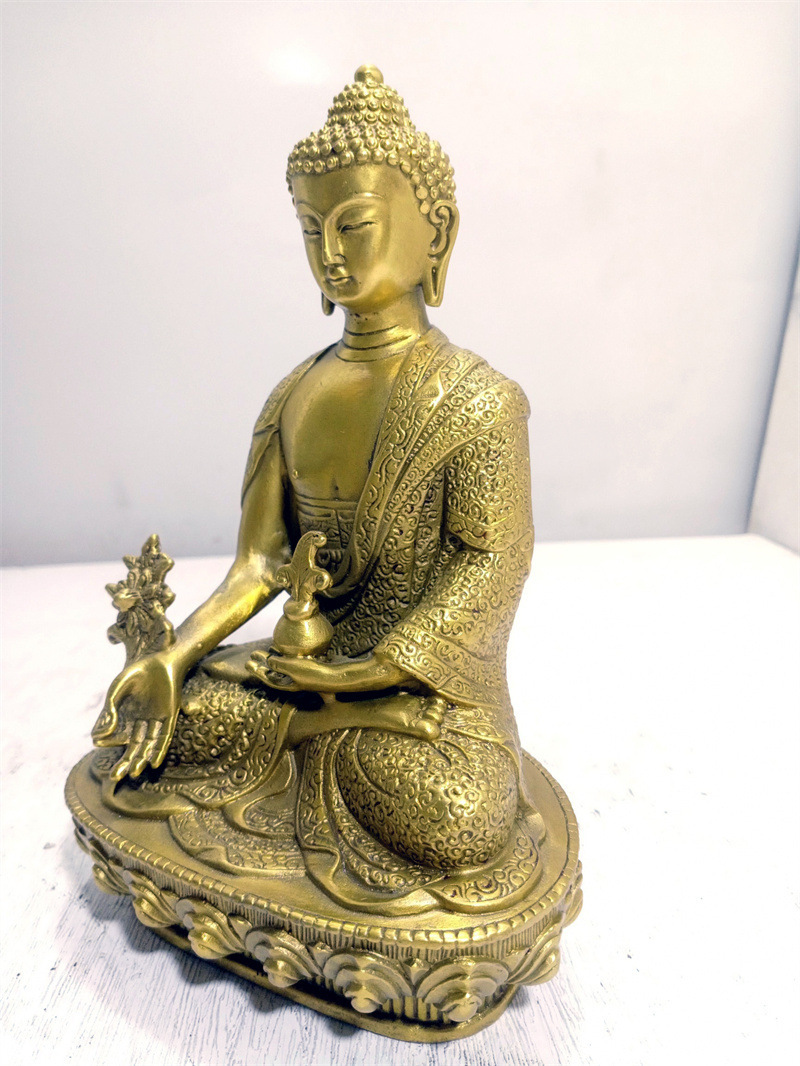 黄铜药师佛药王菩萨佛像 佛教佛具用品 家居摆件饰品工艺品铜器