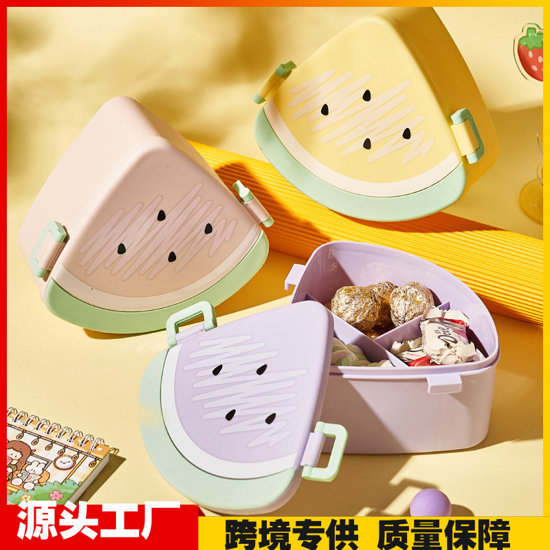 Watermelon Shape Lunch Box Student Bento Box Cartoon Cute Children's Plastic Sealed Crisper Insulation Microwave Oven