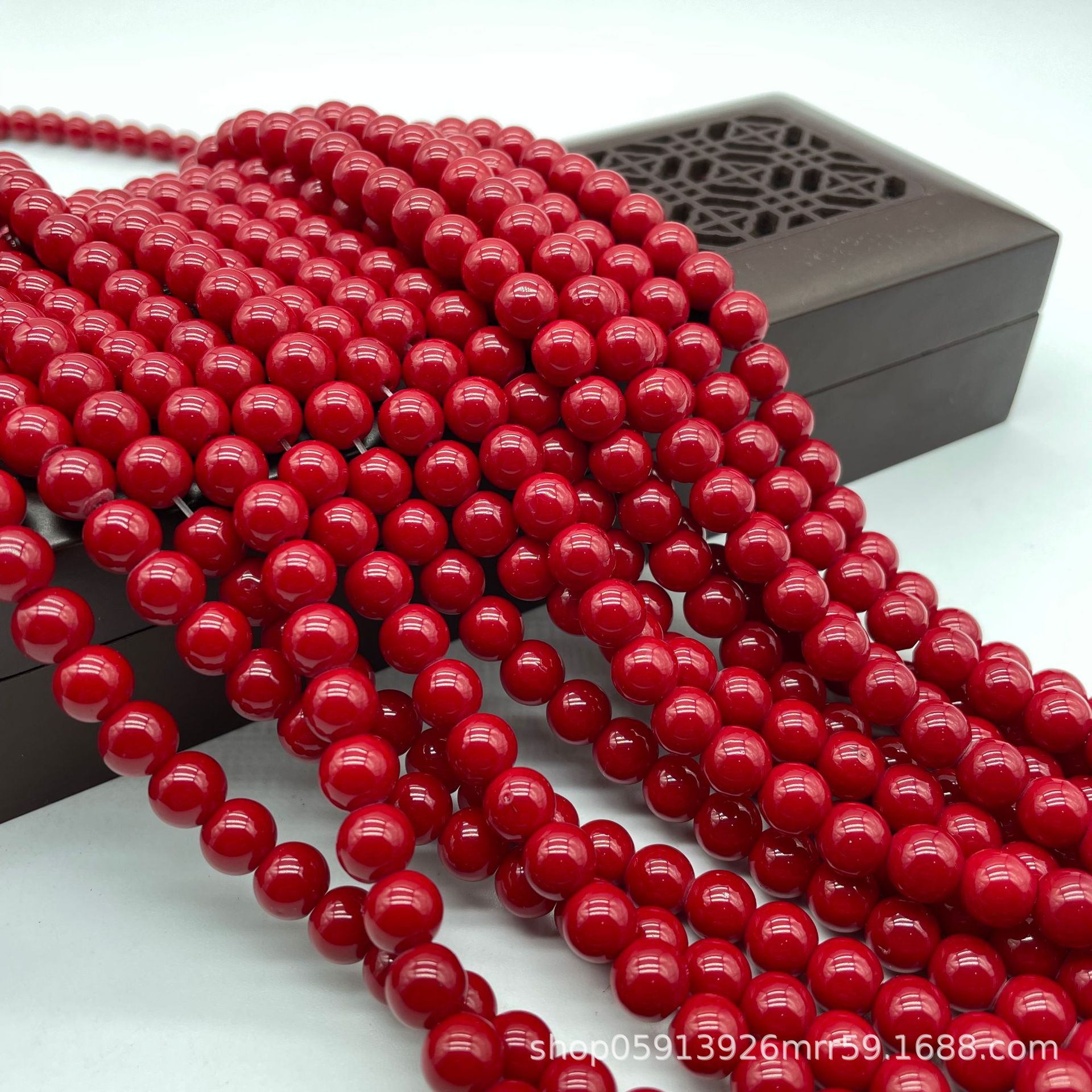 朱砂红珊瑚阿卡散珠玛瑙串珠天然石圆珠diy饰品配件批发直播专供