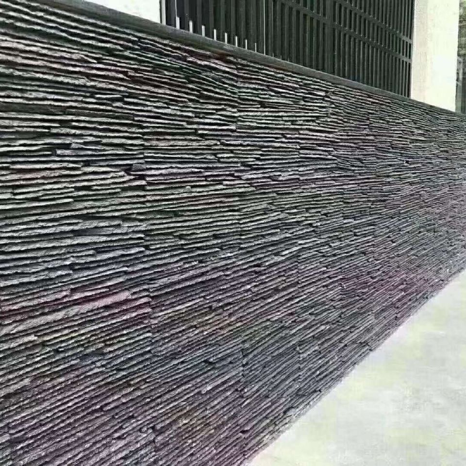 青石文化石黑色流水板流水石室内外水幕墙花园庭院外墙水池背景墙