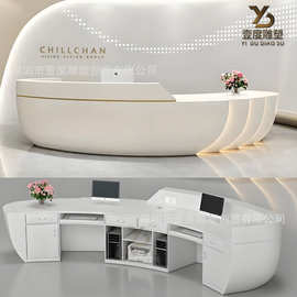 玻璃钢前台医美诊所吧台美容院公司前台桌接待台简约服装店收银台