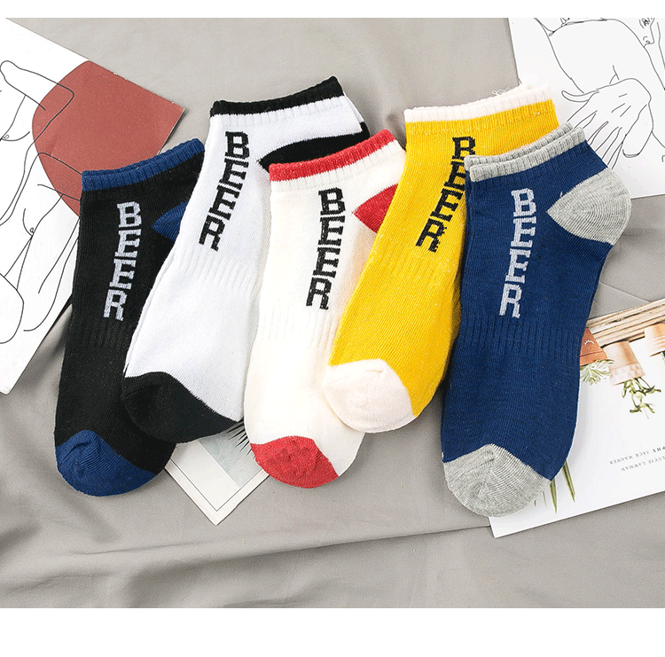 Short Socks Men's Handle Pure Cotton Socks Deodorant and Sweat-Absorbing Short Socks Spring/Summer Sports Men Middle-Long Stockings Hot Sale