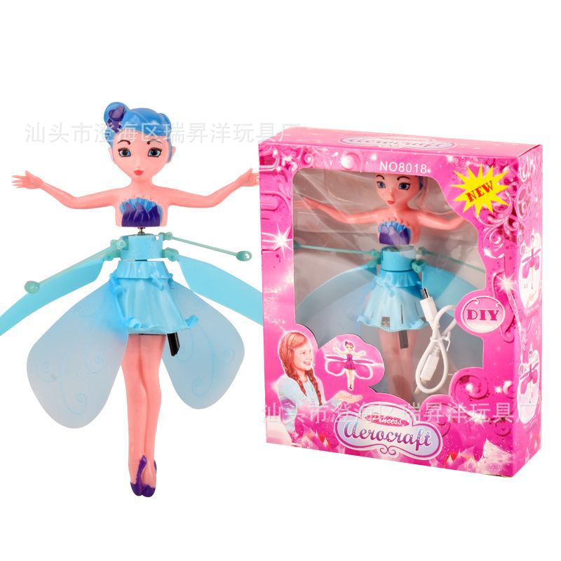 Cross-Border Hot Selling Flower Fairy Suspension Little Fairy Helicopter Gesture Little Flying Fairy Induction Aircraft Toy Wholesale