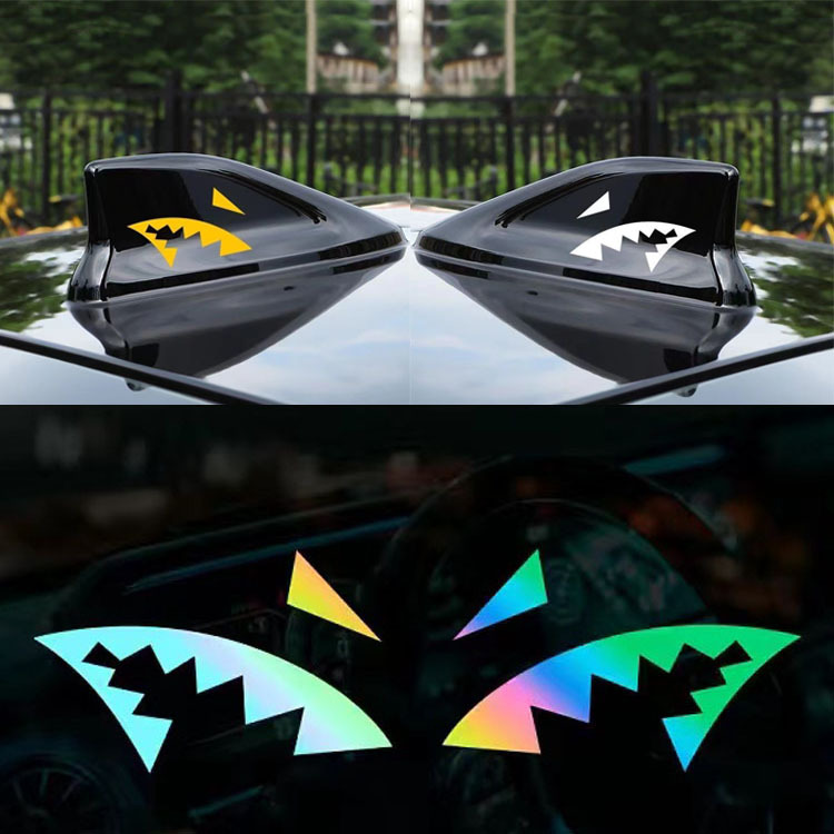 汽车鲨鱼鳍天线贴纸鲨鱼嘴个性改装装饰贴摩托车贴纸 jdm防水车贴