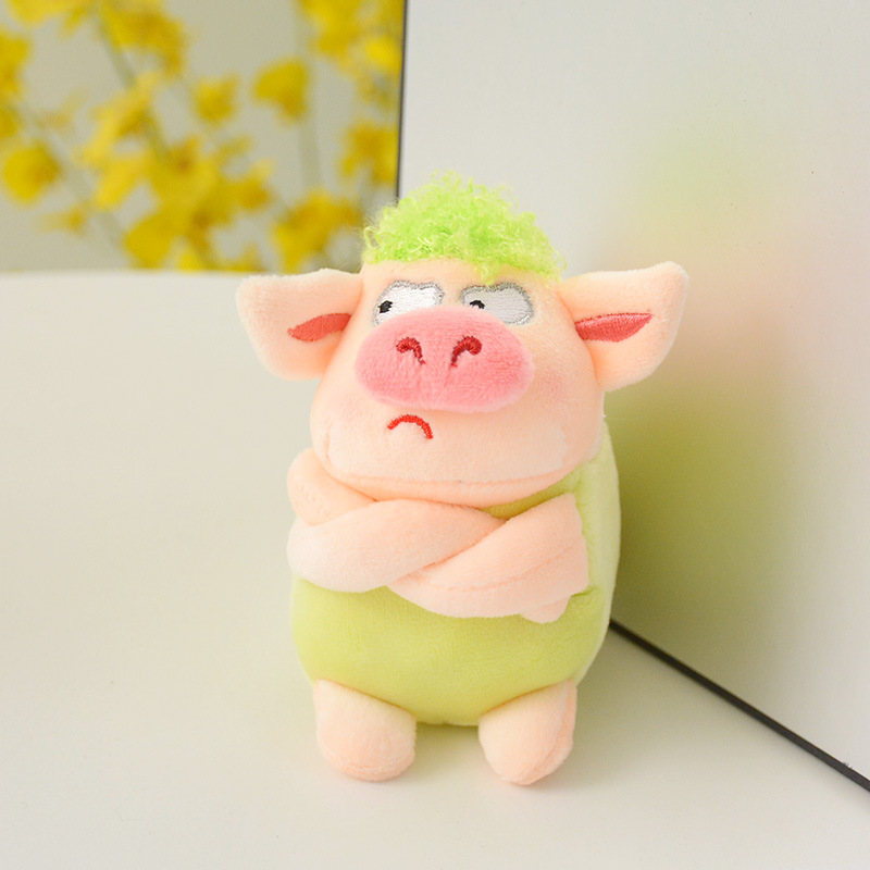 搞怪可爱拽拽猪绿毛猪生气猪包包挂件公仔挂饰钥匙扣生日礼物男女