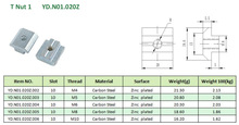 欧标T型螺母，厂家直销，槽10，优质碳钢，镀锌铝型材配件