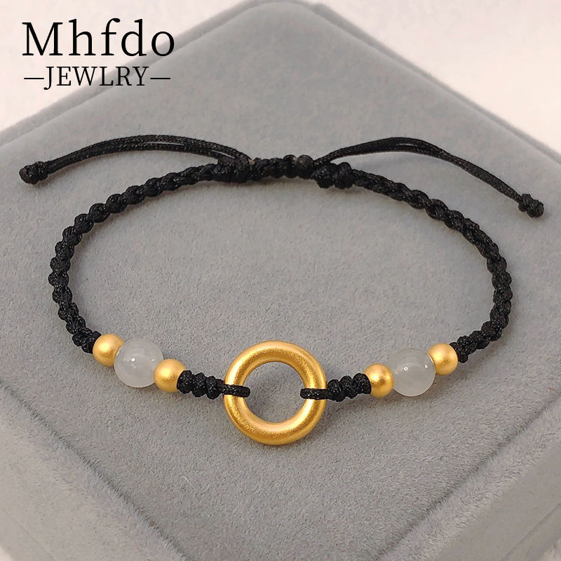 999足金平安扣手链情侣款黄金小金珠本命年手链纯金金饰送礼物