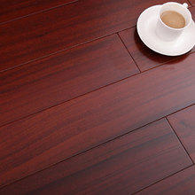 青木世家 圆盘豆实木地板番龙眼大红木色新中式装修风格风格卧室
