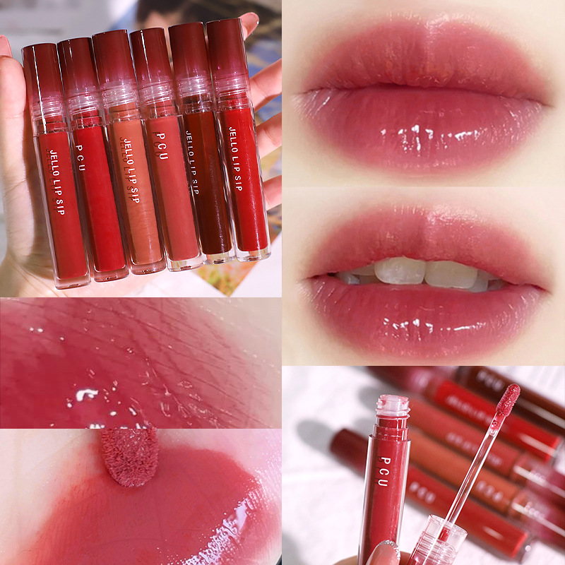 Pcu Inner Play Mirror Water Light Lip Lacquer Gradient Transparent Non-Fading Lipstick Internet Celebrity Same Style Lip Lacquer Lip Gloss Lip Gloss