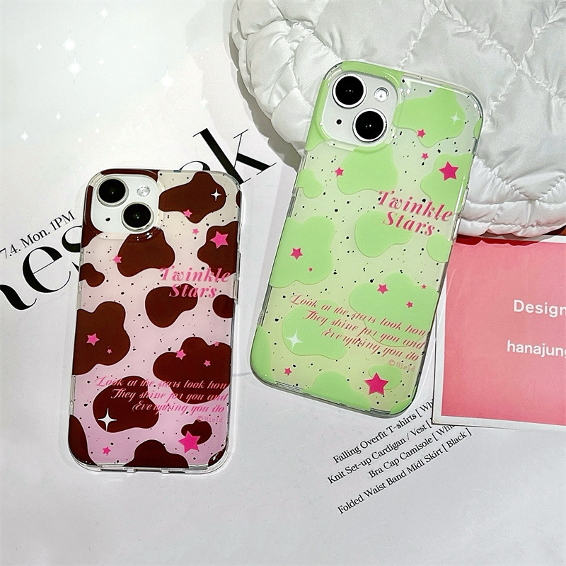 泼墨奶牛纹星星适用于iphone15promax苹果14/13/12手机壳新款夏天