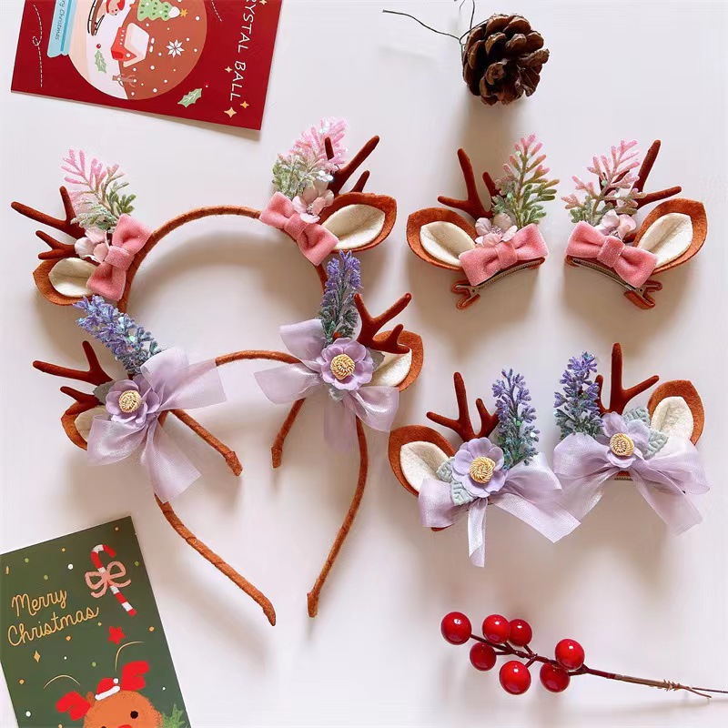 Fashion Christmas Barrettes Children's Side Bangs Top Clip Silver Antlers Clip Hairware Duckbill Clip Side Clip Hairpin