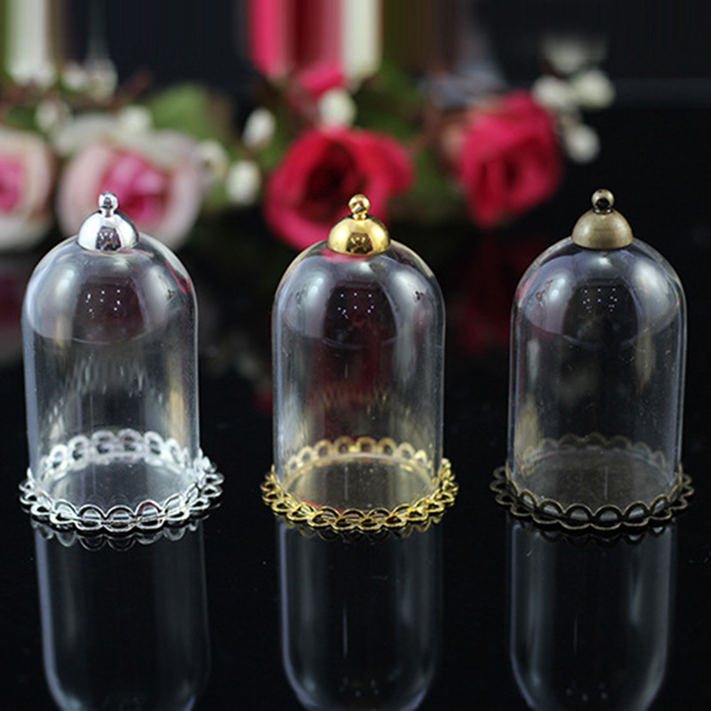 批发玻璃罩吊坠手工diy创意项链吊坠饰品配件圆柱玻璃罩玻璃瓶挂