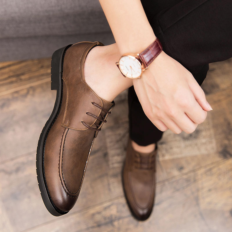 酷赛美休闲鞋皮鞋男士英伦风百搭夏季透气防臭男鞋子年轻人新郎结